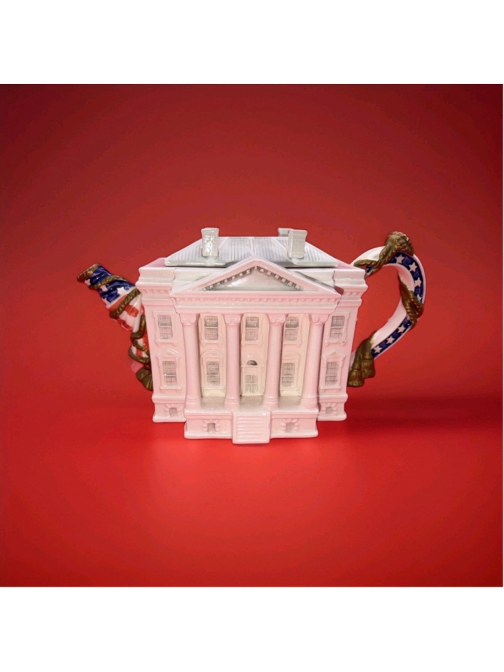 Vintage Fitz and Floyd Limited-Ed "The White House" Teapot #3262/5k Some Chips